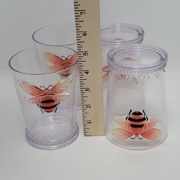 Rachel Ashwell The Prairie Collection Queen Bee Tumblers Set Of 4 Plastic Cups - Picture 5 of 11